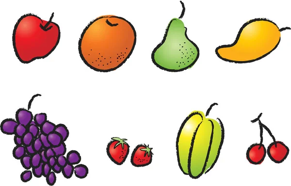 Vettore disegno mano che tiene frutta — Vettoriale Stock