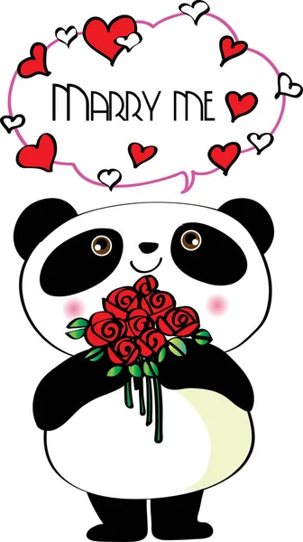 Schattig Panda Geïsoleerd Witte Achtergrond Vector Illustratie — Stockvector