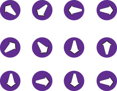 Beyaz arkaplan, vektör, illüstrasyon üzerinde izole edilmiş renkli ok düz simgeleri kümesi