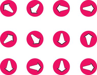 Beyaz arkaplan, vektör, illüstrasyon üzerinde izole edilmiş renkli ok düz simgeleri kümesi