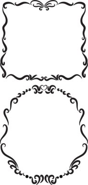 Beyaz arkaplan, vektör, illüstrasyon üzerinde izole güzel dekoratif çerçeveler seti 
