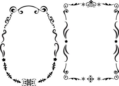 Beyaz arkaplan, vektör, illüstrasyon üzerinde izole edilmiş düz güzel çerçeve seti  