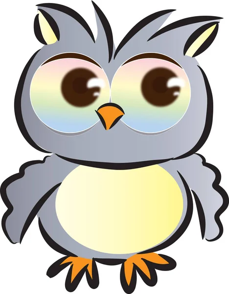 Cute Cartoon Owl Isolated White Background Vector Illustration — Stock Vector