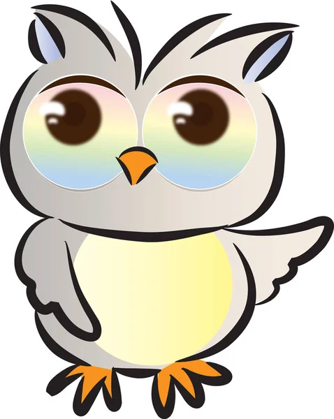 Cute Cartoon Owl Isolated White Background Vector Illustration — Stock Vector