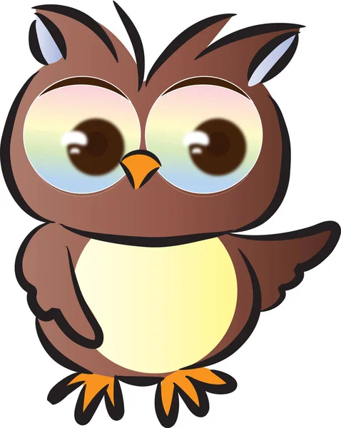 Cute Cartoon Owl Isolated White Background Vector Illustration — Stock Vector
