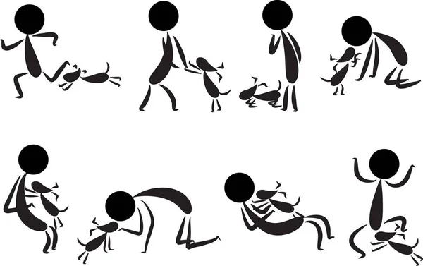 Zeichentrickfiguren Mit Hunden Auf Weißem Hintergrund Vektor Illustration — Stockvektor