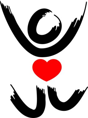 İnsan vücudunun kalp ve aşk konseptiyle çizilmiş fırça darbeleri. 