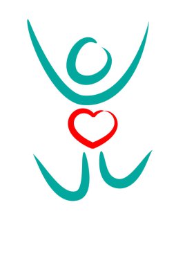 İnsan vücudunun kalp ve aşk konseptiyle çizilmiş fırça darbeleri. 