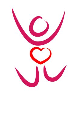 İnsan vücudunun kalp ve aşk konseptiyle çizilmiş fırça darbeleri. 