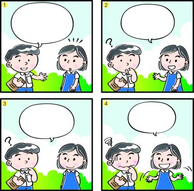 Çizgi filmdeki çocukların birlikte eğlendiği çizgi roman beyaz arka planda izole edilmiş, çocukluk kavramı 