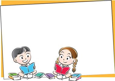 Kitap okuyan bir grup öğrencinin vektör çizimi