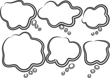 Beyaz arkaplan, vektör, illüstrasyon üzerinde izole edilmiş düz konuşma baloncukları kümesi