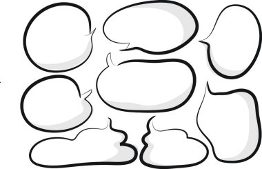 Beyaz arkaplan, vektör, illüstrasyon üzerinde izole edilmiş düz konuşma baloncukları kümesi