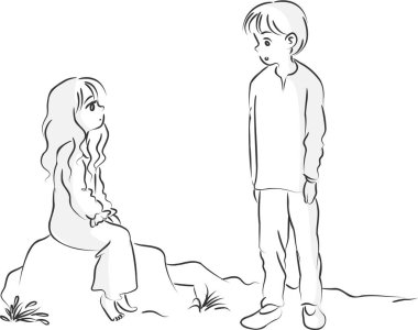 Çizgi film kızlarıyla vektör çizimi 