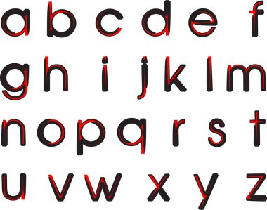 beyaz arkaplan, vektör, illüstrasyon üzerinde izole edilmiş çizgi film dekoratif alfabesi