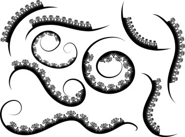 Beyaz arkaplan, vektör ve resimde izole edilmiş çerçeveler için renkli çiçek kenarlıkları 