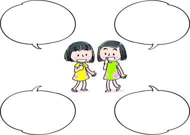 Mutlu çizgi film çocukları birlikte eğleniyor, vektör, illüstrasyon, çocukluk konsepti.