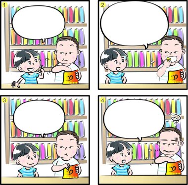 Çizgi filmdeki çocukların birlikte eğlendiği çizgi roman beyaz arka planda izole edilmiş, çocukluk kavramı 