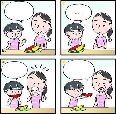 Çizgi filmdeki çocukların birlikte eğlendiği çizgi roman beyaz arka planda izole edilmiş, çocukluk kavramı 