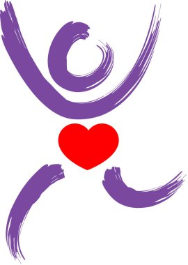 İnsan vücudunun kalp ve aşk konseptiyle çizilmiş fırça darbeleri. 