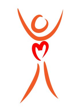 İnsan vücudunun kalp ve aşk konseptiyle çizilmiş fırça darbeleri. 