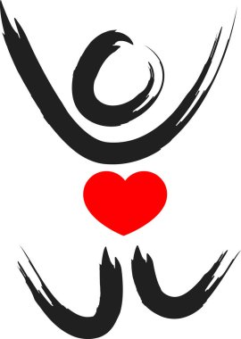 İnsan vücudunun kalp ve aşk konseptiyle çizilmiş fırça darbeleri. 