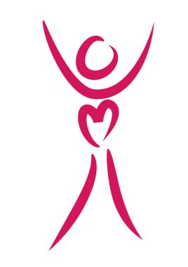 İnsan vücudunun kalp ve aşk konseptiyle çizilmiş fırça darbeleri. 