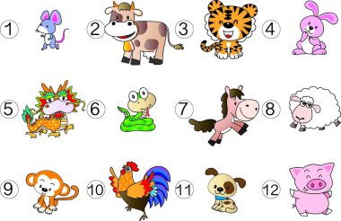 Çizgi film hayvanlarının vektör çizimi