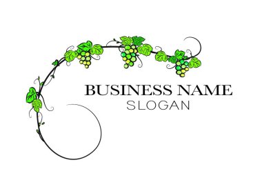 Beyaz arkaplan, vektör, illüstrasyon üzerine izole üzümlü renkli çiçek çerçeveli logo 