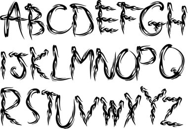 El çizimi yazı tipi seti. vektör illüstrasyonu