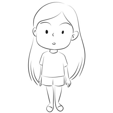 beyaz arka plan, vektör, illüstrasyon izole saç stili güzel kız çizgi film