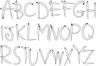 el çizimi harflerin vektör kümesi