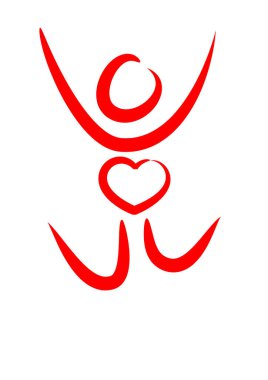 İnsan vücudunun kalp ve aşk konseptiyle çizilmiş fırça darbeleri. 