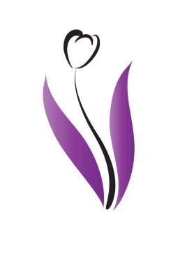 Beyaz arkaplan, vektör, illüstrasyon üzerinde izole edilmiş renkli düz lale logosu simgesi