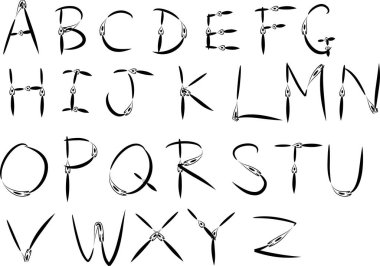 beyaz arkaplan, vektör, illüstrasyon üzerinde izole edilmiş çizgi film dekoratif alfabesi