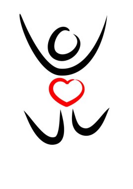 İnsan vücudunun kalp ve aşk konseptiyle çizilmiş fırça darbeleri. 