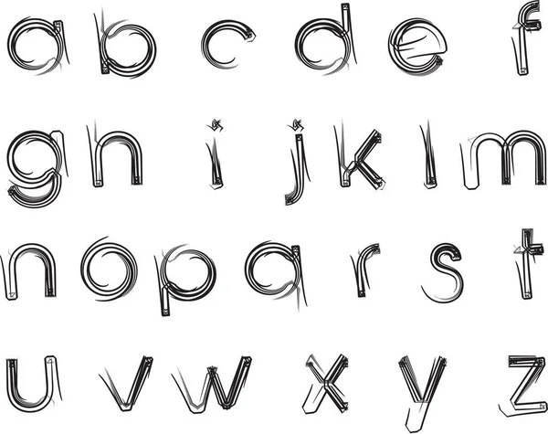 Alphabet Décoratif Dessin Animé Isolé Sur Fond Blanc Vecteur Illustration — Image vectorielle