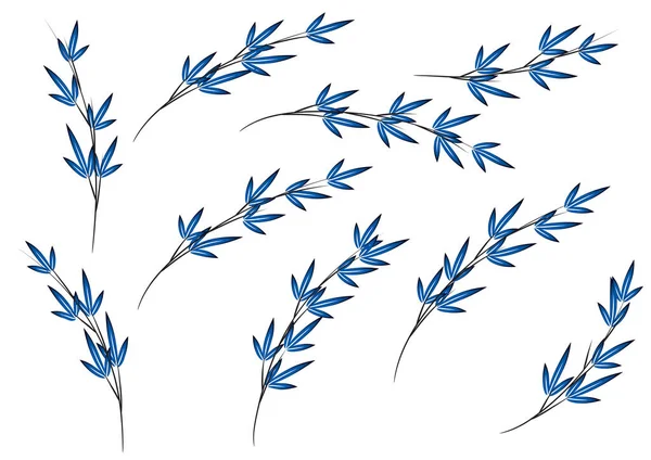 Барвисті Плоскі Бамбукові Рослини Ізольовані Білому Тлі Вектор Ілюстрація — стоковий вектор