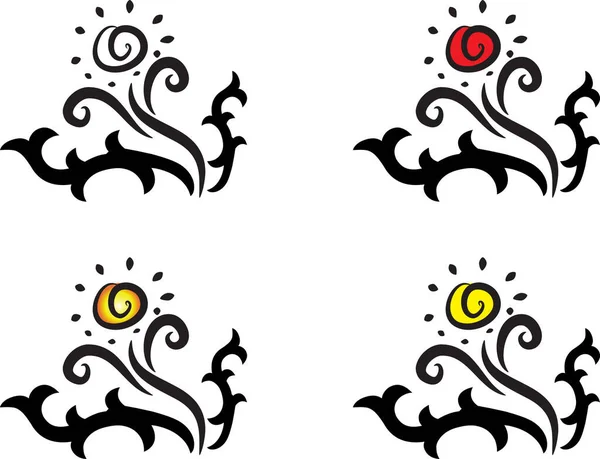 Färgglada Romantiska Logotyper Med Blommor Isolerade Vit Bakgrund — Stock vektor