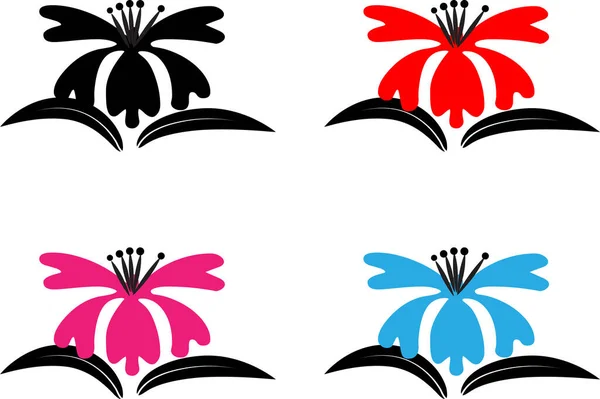 Logotipos Románticos Colores Con Flores Aisladas Sobre Fondo Blanco — Archivo Imágenes Vectoriales