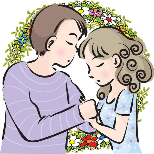 Illustration Jeune Couple Amoureux — Image vectorielle