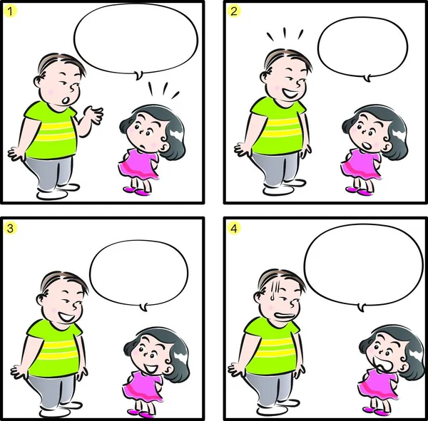 Komik Dengan Anak Anak Kartun Bersenang Senang Bersama Sama Terisolasi - Stok Vektor
