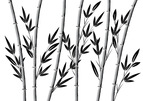 Beyaz Arkaplanda Izole Edilmiş Renkli Düz Bambu Bitkileri Vektör Illüstrasyon — Stok Vektör