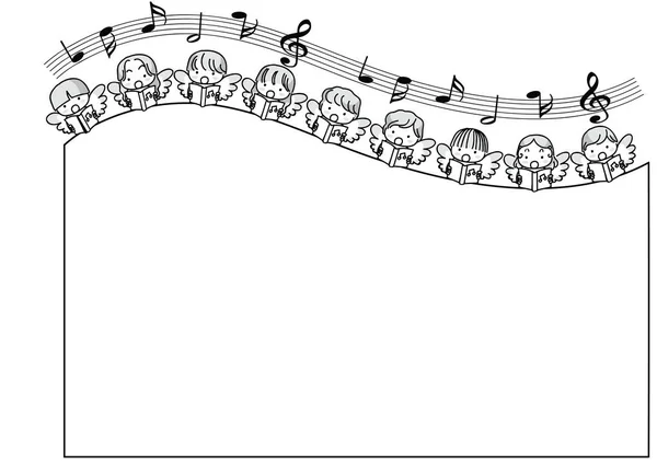 Dessins Animés Anges Mignons Avec Notes Musique Vecteur Illustration — Image vectorielle