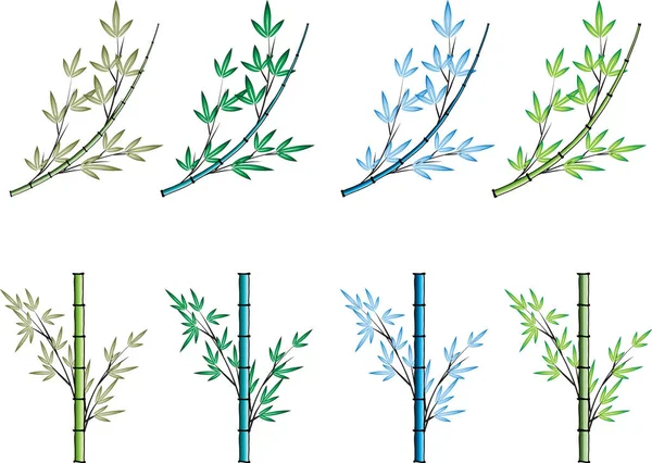 Bunte Flache Bambuspflanzen Isoliert Auf Weißem Hintergrund Vektor Illustration — Stockvektor