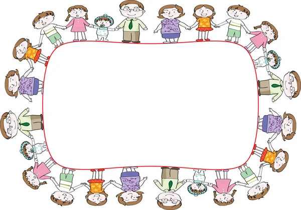 Set Cartoon Kids Parents Form Frame Isolated White Background Back — Stock Vector