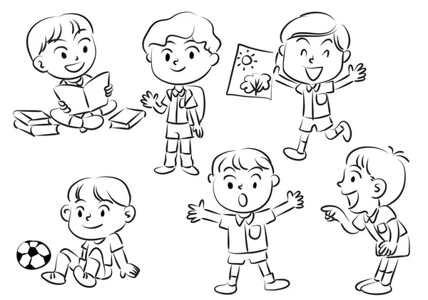 Enfants Drôles Dessin Illustration Vectorielle — Image vectorielle