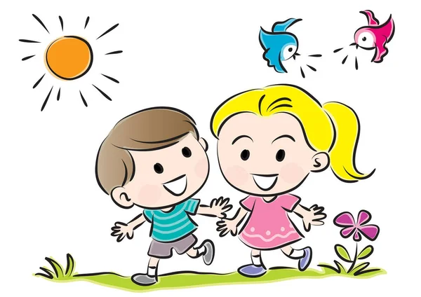 Çiçekli bir çocuğun çizimi