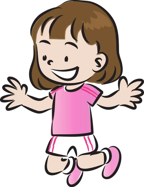 Chica Dibujos Animados Ropa Deportiva Corriendo Aislado Sobre Fondo Blanco — Vector de stock