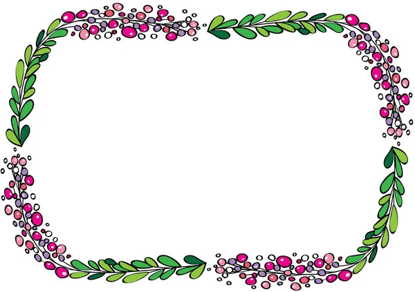 Hermoso Marco Decorativo Flores Con Espacio Vacío Aislado Sobre Fondo — Vector de stock